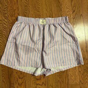 Women’s Striped Sleep Shorts - Blue and Pink